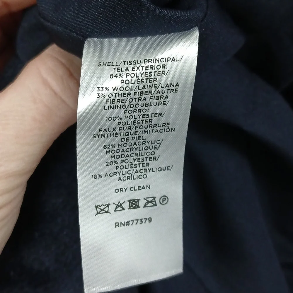 NWT Ann Taylor Elegant Blue Double-Breasted Women's Pea Coat XS - Picture 5 of 8